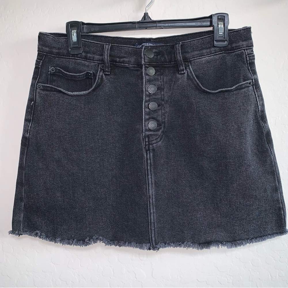 Calvin Klein Jeans Black Button Fly Mini Skirt